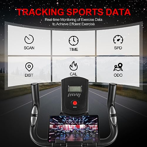 Spin Bike, Brake Pad Stationary Bike for Home, Indoor Cycling Bike with Heavy Flywheel, Comfortable Seat Cushion,Exercise Bike