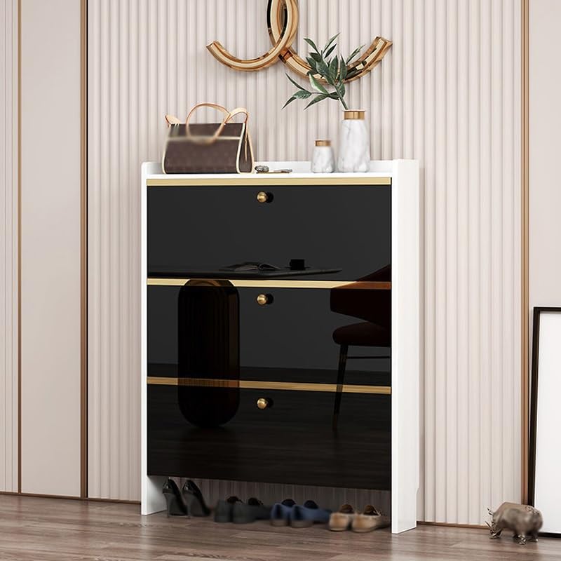 maozi Door -thin Shoe Cabinet Household Tipping Bucket Entrance Cabinet Door Hall Cabinet Large Capacity Storage Locker (Color : Argento, Size :