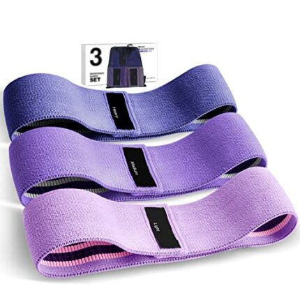 Fabric Resistance Bands, Exercise Band [Set of 3] Workout Fitness Bands for Hips & Glutes, Non-Slip Booty Bands for Women / Men / Beginners / Ath