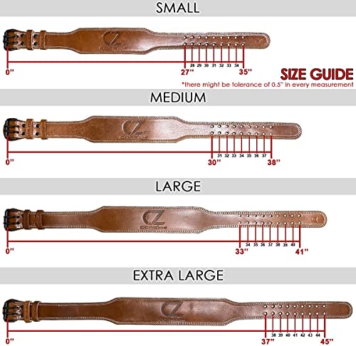 COREZONE Genuine Leather 4" Weight Lifting Belt for Men and Woman Gym Belt Lumbar Back Support for Deadlifts Squats Powerlifting Weightlifting He
