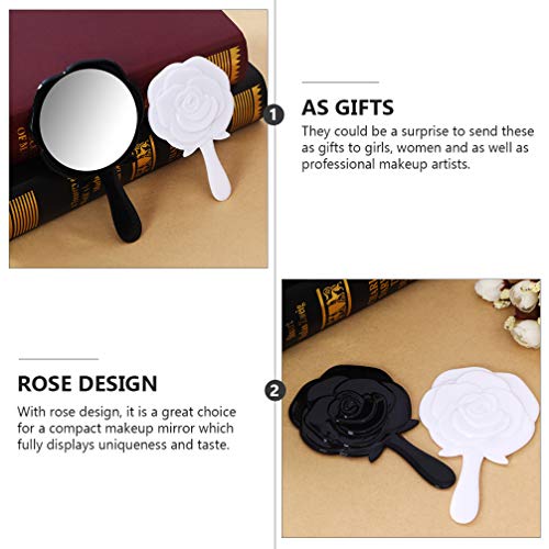 minkissy 2PCS Hand Mirror Vanity Makeup Mirror Vanity Mirror Travel Mirrors with Handle Rose Hand Mirror Mirror for Makeup