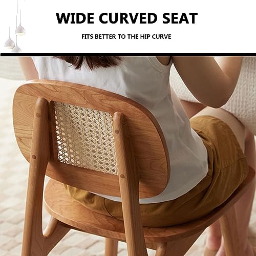 Mid-Century Dining Chairs Set of 2, Upholstered Armless Rattan Dining Chair with Woven Backrest and Wood Legs Backrest Chairs for Living Dining R