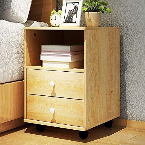 JYDQM Bedside Cabinet Bedroom Furniture with Double Drawers, Home Wooden Bedside Storage Cabinet