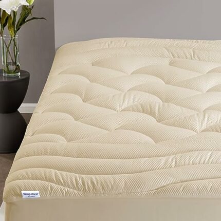 SLEEP ZONE King Size Cooling Mattress Topper, Premium Zoned Cool Mattress Pad Cover, Thick Padded Mattress Protector Breathable Washable, Deep Po