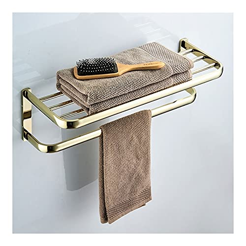 HIGOH Towel Racks, Bathroom Towel Rack Wall Mounted Towel Holder,Rose Bath Towel Bar,Bathroom Towel Rail,Brass European Towel Rack Towel Holder,A