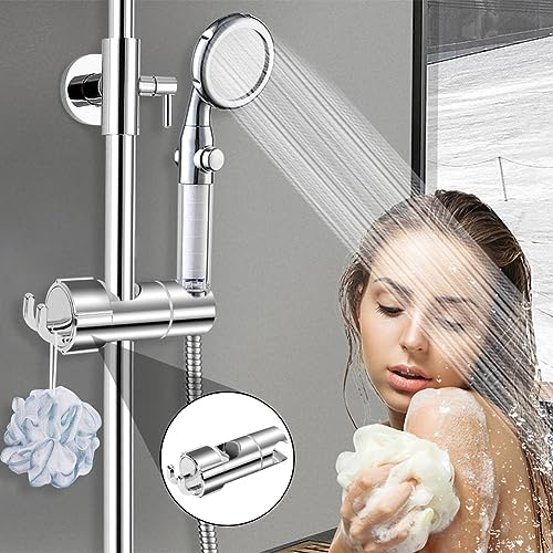 OSDUE Hand Shower Holder for 16-27MM Slide Bar, Adjustable Replacement Shower Holder, Shower Riser Rail Slider, 360° Rotation, Chrome Plated, Eas