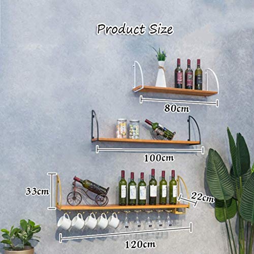 Kitchen Wine Racks Wall Holder| Metal Wood Rustic Wall Mounted Wine Bottle Holder |Wine Glass Racks or Cup Holder| Wall Shelf Storage Organizer R