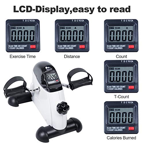 Himaly Mini Exercise Bike Portable Pedal Exerciser Gym Fitness Leg Arm Training Adjustable Resistance with LCD Display for Women and Men