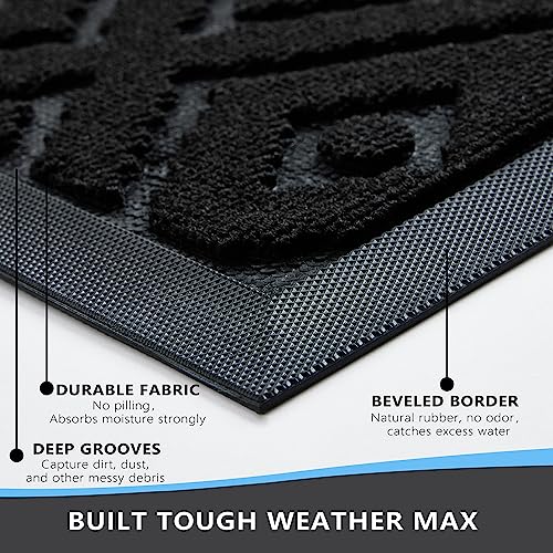 REFETONE Door Mats Outdoor, Heavy Duty Non Slip Rubber Outdoor Mat for Front Door, Low Profile Waterproof Outdoor Doormats for Outdoor Entrance,