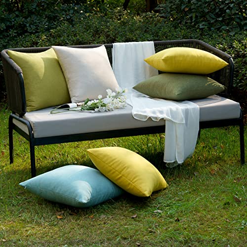 EMEMA Outdoor Cushion Covers Waterproof Decorative 12 x 20 Inch Throw Pillow Covers for Furniture Patio Couch Garden Green Sofa Bed Linen Balcony