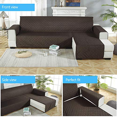 PETCUTE Sofa cover L shape quilted corner sofa cover sectional sofa protector with Chaise right hand Waterproof sofa covers 240x270cm