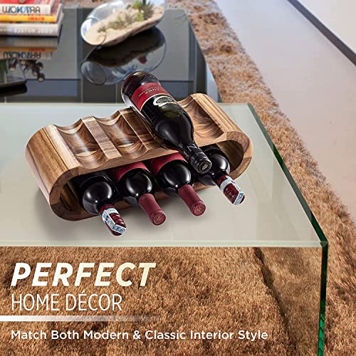 Mardili Free Standing Acacia Wood Wine Rack Storage, 8 Wine Bottle Holder Stand, Wine Shelf Organizer, Perfect for Home Décor and Wine Gifts, No