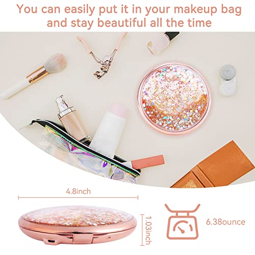 MIYADIVA Compact Mirror with Lights,1x/25x Magnification Travel Makeup Mirror,Handheld Magnifying Mirror,Vanity Mirror with Lights,Gift for Your