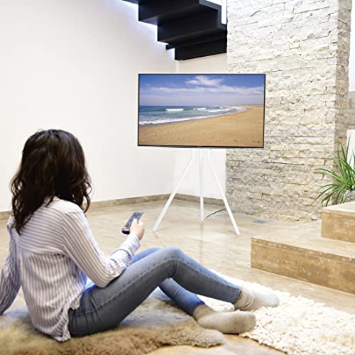 Hama 118093 - Television Floor Stand "Easel Design" (for TV size 37" - 75"), VESA up to 600x400, white, max load 40 kg, 191 cm