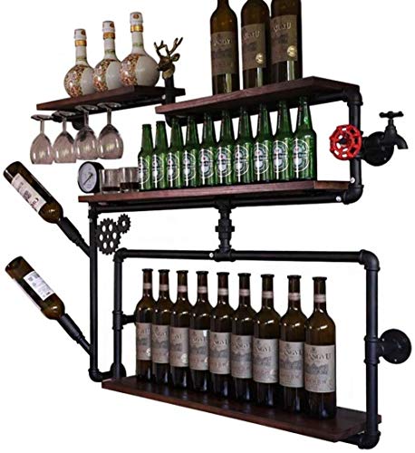 NEOCHY Wine Rack Retro Modern Wall-Mounted Goblet Holder Hanging Bottle Display Floating Living Room Bar Decoration