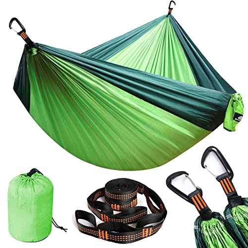 NATUREFUN Ultra-Light Travel Camping Hammock | 300kg Load Capacity,(300 x 200 cm) Breathable,Quick-drying Parachute Nylon | 2 x Premium Carabiner