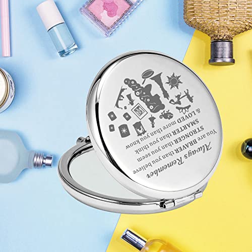 KEYCHIN Rapunzel Pocket Mirror Princess Tangled Fans Gifts Always Remember You are Braver Stronger Smarter Than You Think Compact Makeup Mirror f