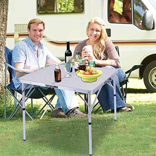 REDCAMP 32" Square Folding Card Table, Lightweight Portable Fold in Half Small Card Tables for Adults Indoor Outdoor Use, White