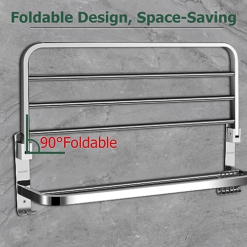 JiGiU 23.6-inch Bathroom Towel Racks Wall Mounted Towel Holder Double Towel Rail Towel Shelf Brushed Nickel SUS304 Stainless Steel Towel Bar with