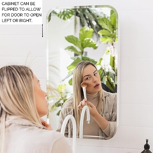 Medicine Cabinets For Bathroom With Mirror, Recessed Medicine Cabinet or Surface Mounted Bathroom Mirror Cabinet With Storage - 16" x 29",Bathroo