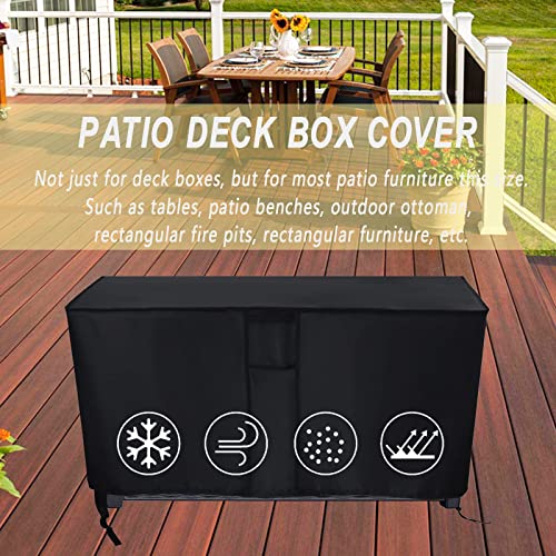 Kingling Deck Box Cover, Outdoor Storage Box Cover Waterproof, Outside Storage Bench Deck Boxes Covers Black (58" L x 33" W x 34" H)