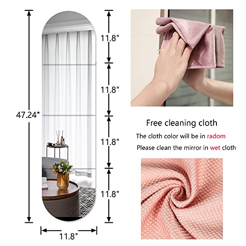 MCLEULLA 48" Full Body Mirrors for Walls, 12x12 4pcs Acrylic Plexiglass Mirror Wall-Mounted Full Length Frameless Mirror Makeup Large Long Mirror