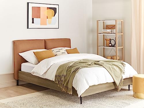 Modern EU King Size 5ft3 Bed Faux Leather Headboard Golden Brown Limanton