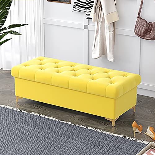 Luxurious Ottoman Bench with Storage,Modern Storage Chest Storage Ottoman Bench for Bedroom Living Room,Velvet Upholstered Storage Bench End of B