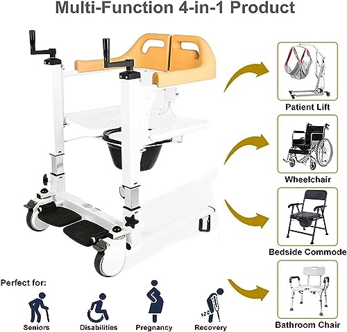 CNAOHGHN Multifunction Toilet Chair, Portable Stool for Chairs, Bathroom Wheels with Potty, U-Shaped Bathroom Shower Chair, Waterproof Armrests a