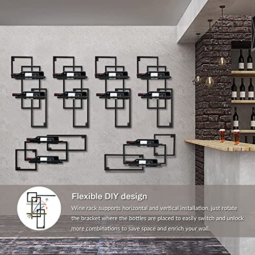 Lsoiup Metal Wall Mounted Wine Racks Hanging Wine Bottle Display Organizer Holder Matte Black DIY Home Kitchen Bar Decor Shelf