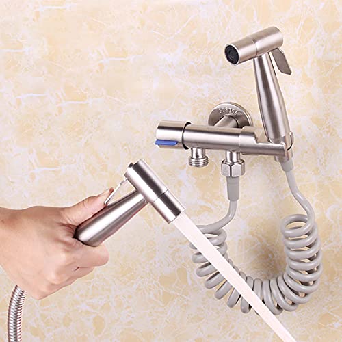 Hand Held Bidet Sprayer, Multi-Functional Sprayer Head Stainless Steel Shower Sprayer Brushed Nickel Sprayer for Toilet Cleaning Pet Bath Persona