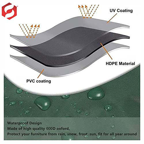 SUL 3 Seat Garden Seat Chair Bench Cover Waterproof Cover for Garden Furniture with Corner Eyelets N Securing Rope Outdoor Sofa Cover - Suitable