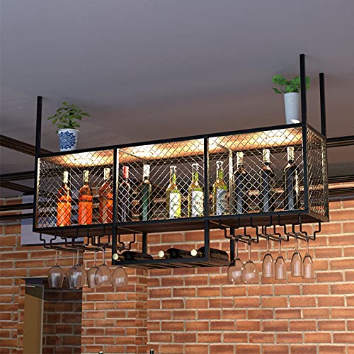 KEppd Wine Rack Wall Mounted - Ceiling Hanging Wine Glass Rack European Style Wine Bottle Holder Decoration Stemware Goblet Shelf for Bars