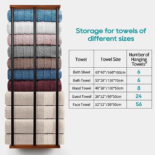 WeGXY Towel Racks for Bathroom Wall Mounted, Wall Towel Rack for Rolled Towels,Metal Towel Holder with Wooden Shelf,Towel Storage Organizer for S
