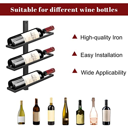 Giyiprpi Wall Wine Rack Bottle Rack for 6 Bottles, Metal Wine Rack Hanging Wall Mounted Wine Bottle Racks, Wall Shelf Wine Storage Rack for Kitch