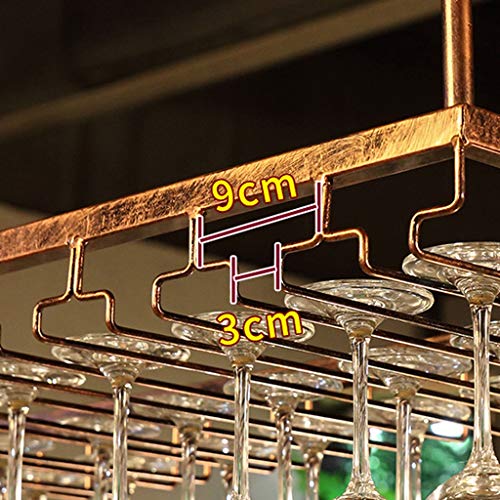 Hanging Wall Upside Down Storage Rack Wine Wrought Iron Inverted High Cup Holder J1114, PIBM, Gold, 90cm*35cm