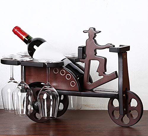 PIBM European Style Tricycle Wooden Wine Rack Creative Wine Bottle Storage Shelf Home Bar Decor J1117