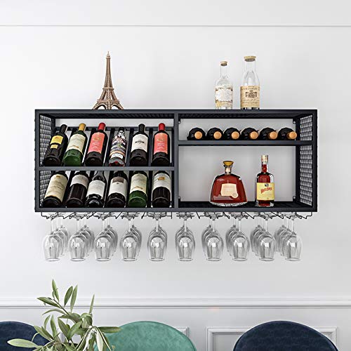 KEppd Wine Rack Wall Mounted - Grape Cups Storage Organizer, Metal Wall Mounted Wine Holder, Wine Glasses Drying Holder Rack, Without Installatio