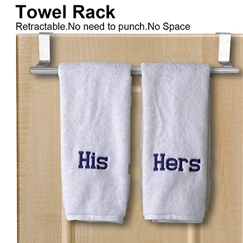 Over The Door Bath Towel Rack, Towel Rack Double Single Bar 30” bar Bedroom Shelf(34 Single) Stainless Steel Retractable Bath (34cm Retractable H