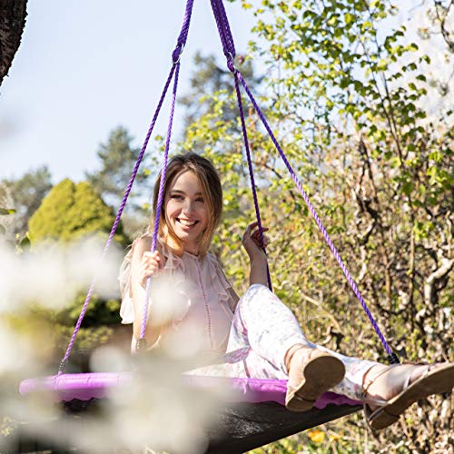 Relaxdays Outdoor Nest Swing for Kids & Adults, 110 cm, for Up To 100 kg, Round Swing, Red