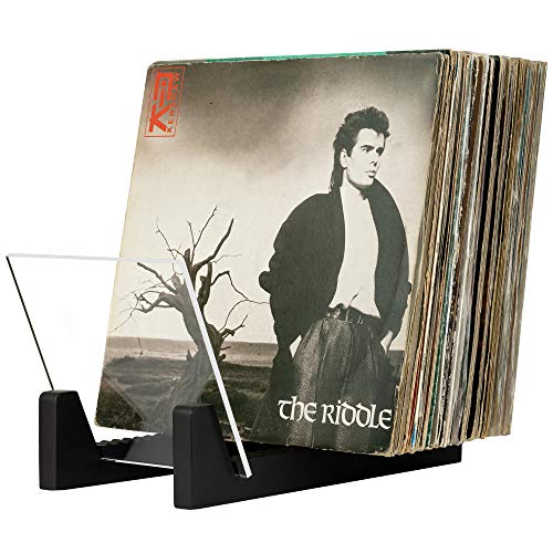 Hudson Hi-Fi Desktop Vinyl Record Album Storage Display Stand and Holder - Cessna Black - Featuring Sustainably Sourced Pine & Flame Polished Acr