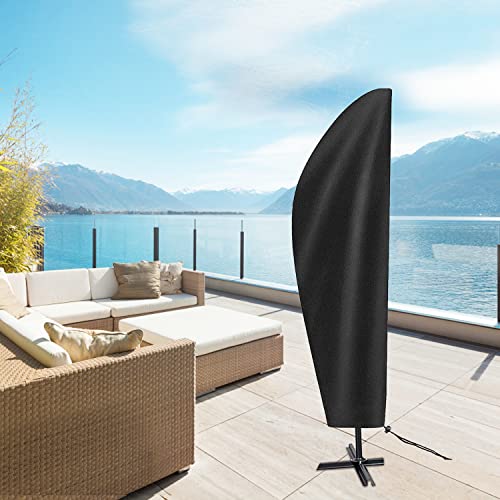 Emwel 205cm high Parasol Cover, Oxford Fabric Waterproof Parasol Cantilever Umbrella Cover with Zipper Garden Outdoor Umbrella - Black