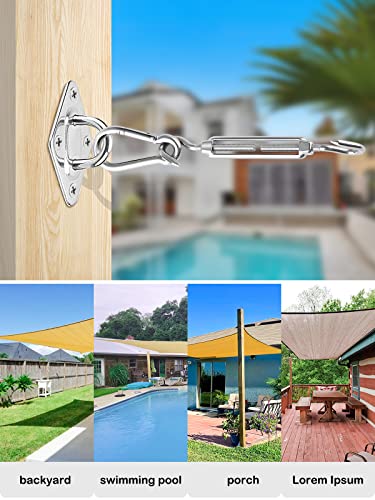 FSHIHINE Sun Shade Sail Fixing Kit with 3mm Wire Rope Cable 20m, 304 Stainless Steel Awning Fixing Kit, Hammock Hanging Shade Sail Hardware Kit f