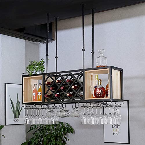 EMISOO Wine Rack Wall Mounted - Wine Racks Adjustable Height, Ceiling Mounted Hanging Wine Bottle Holder, Metal Iron Wine Glass Rack Goblet Stemw