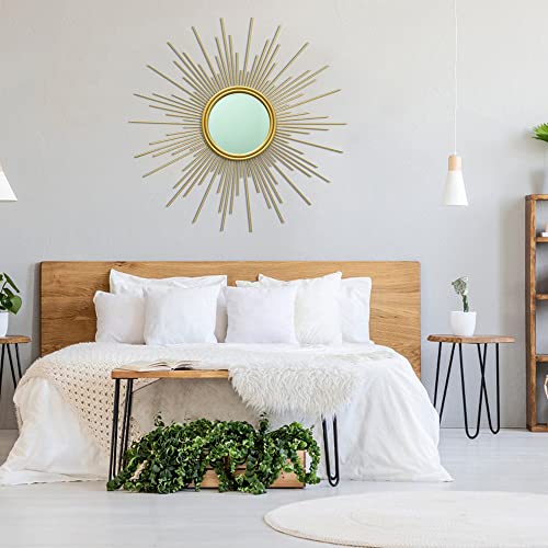 MAIKAILUN 24'' Gold Sunburst Wall Mirror Boho Home Decor Mordern Round Hanging Wall Art for Living Room/Bedroom/Bathroom/Entryway