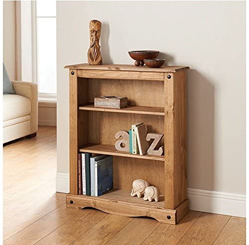 Corona Small Low Bookcase, Mexican Solid Pine Wood