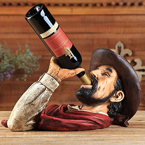 Stylish Simplicity Wine Racks Free Standing Resin Wine Bottle Holder,Home Retro Decoration Ornaments,Cowboy Statue Decoration,Suitable for Living