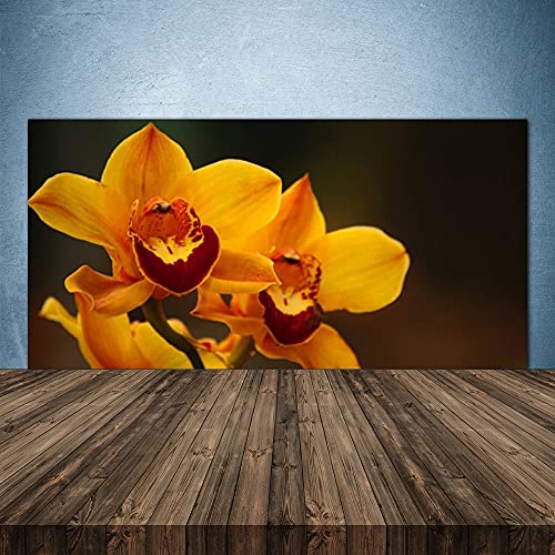 Tulup Glass Splashback for Kitchen - 55.1 in x 27.6 in / 140x70 cm - Cooker Wall Protection Tempered Glass - Flowers Floral