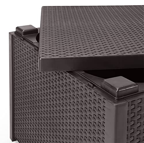 Keter Allibert Arica rattan effect Coffee Table with storage Outdoor Garden Furniture - Brown