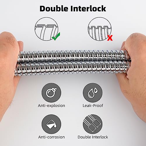 Hibbent 16mm (Outer)/10mm(Inner) Large Bore Shower Hose 1.5m(59") -Supper Low Water Pressure Boosting Shower Hoses with Chrome, Universal Anti-Ki